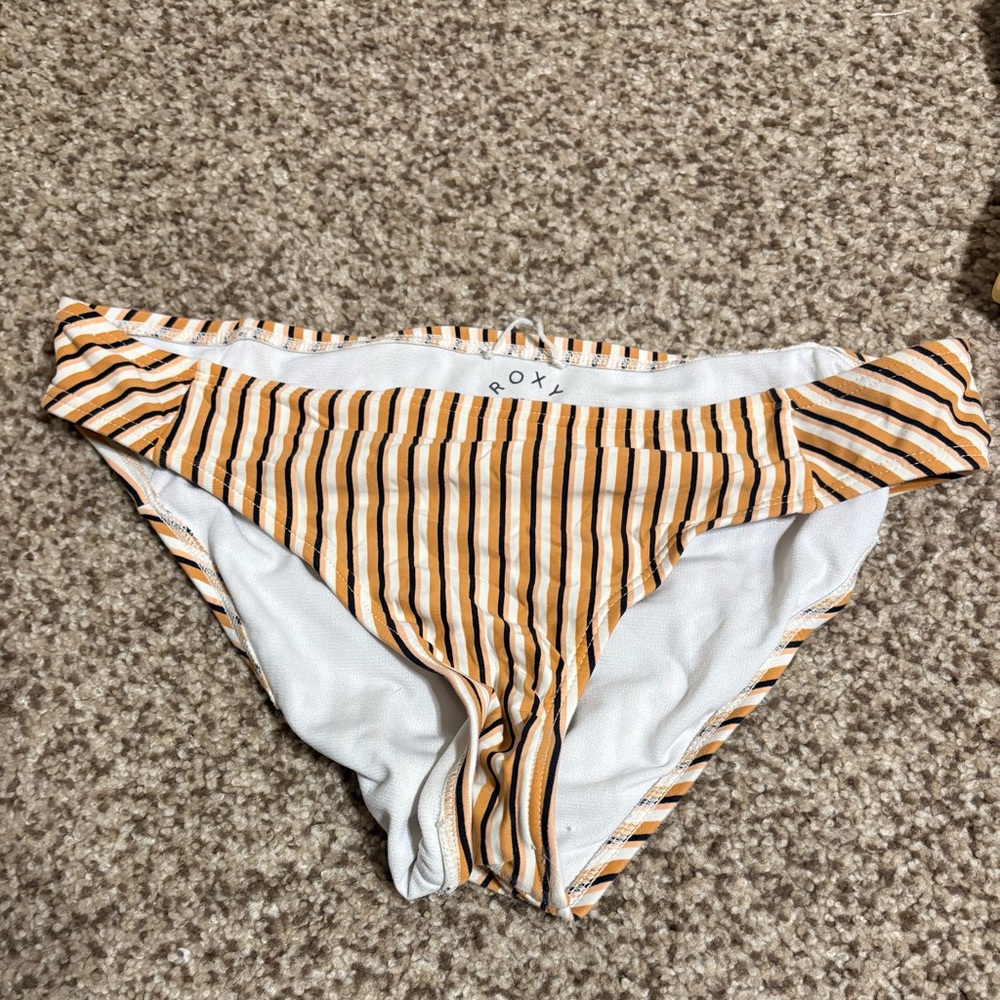 Roxy Orange and White Striped Bikini Bottoms
